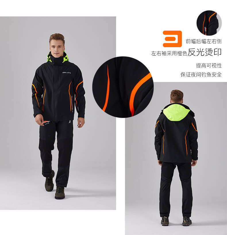 左右袖采用橙色反光烫印